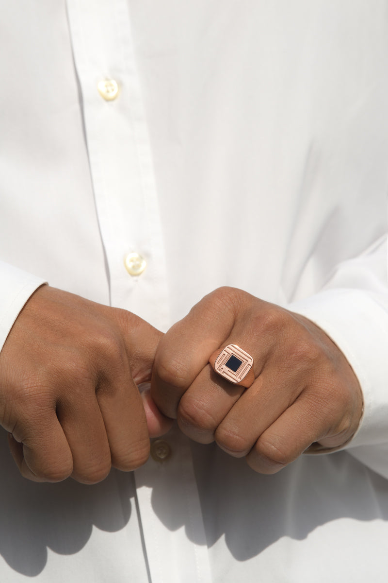 Homme Sirr Bague Chevalière rose gold2